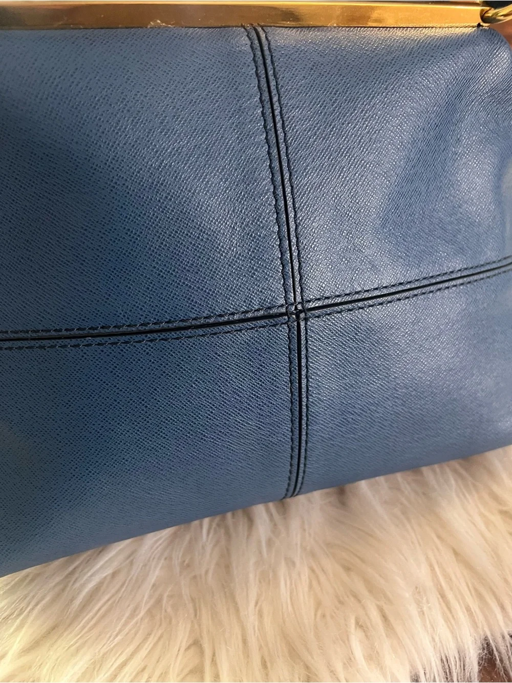 NWT J.Crew Hughes Origami Saffiano Leather Convertible Bag Blue